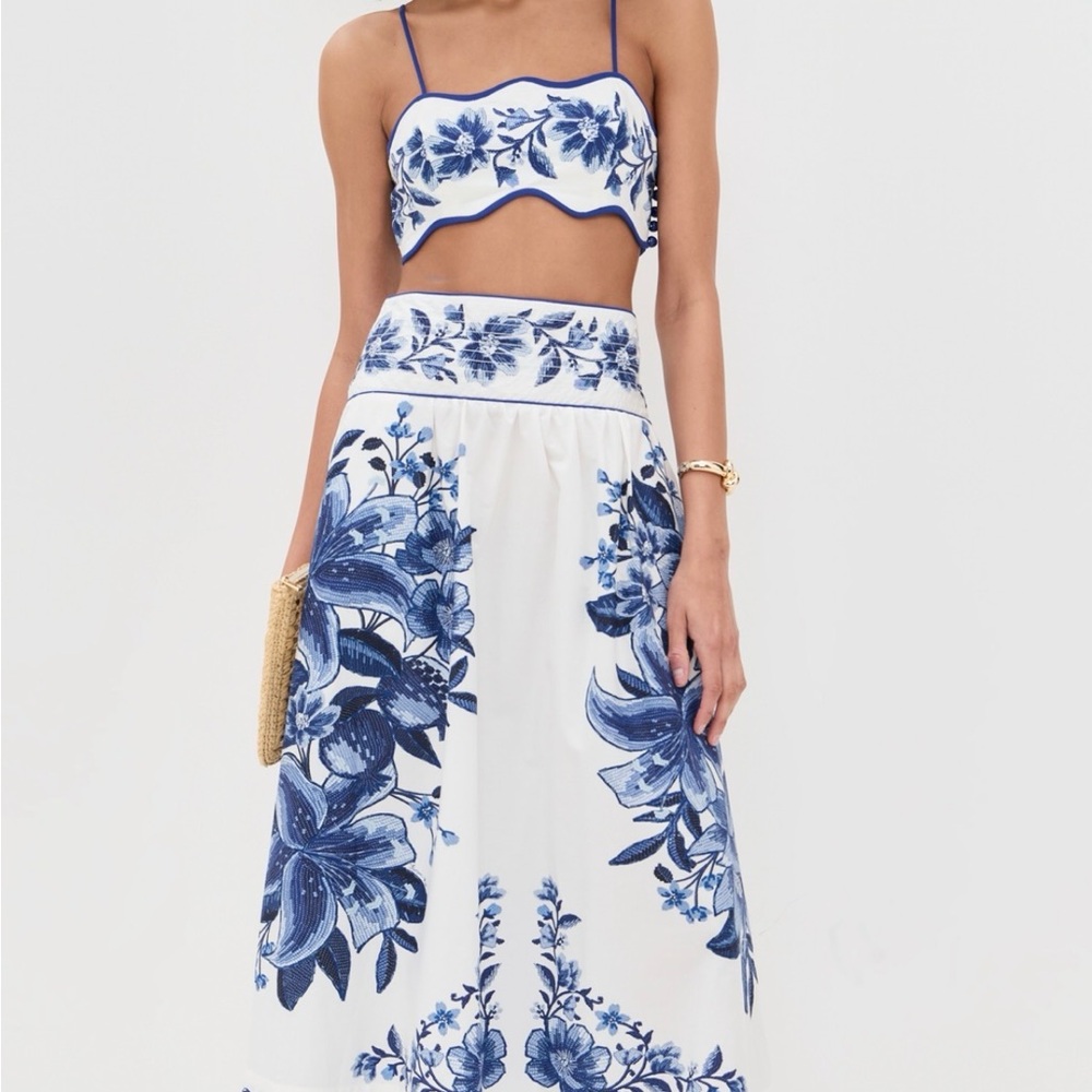 FARM Rio Blue and White Crop Top - Picture 4 of 5